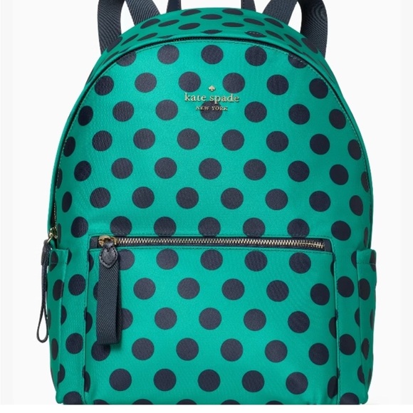Kate Spade NY Green and Navy Polka Dot Backpack LIKE NEW - Picture 1 of 6